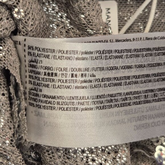 Mango Halterneck Sequin Midi Dress Silver Keyhole Cocktail Event Prom NWT - Picture 16 of 16